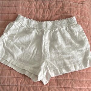 Reformation white linen shorts